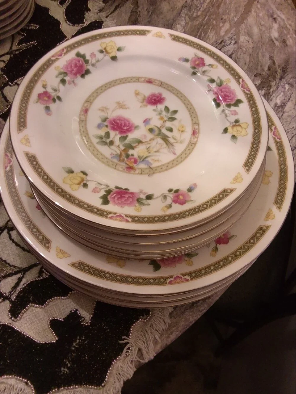 Floral Porcelain Dinner Plate - Pink and Yellow